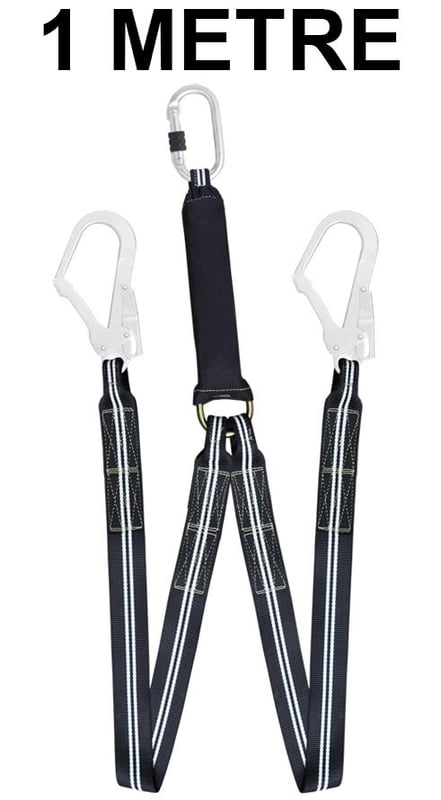 Kratos Flame Resistant Forked Energy Absorbing Webbing Lanyard - 1 mtr - [KR-FA3040210]