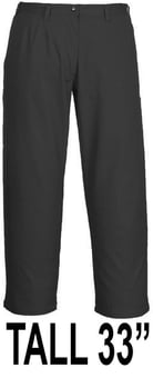 Picture of Portwest Bizweld Tall Leg Flame Retardant Black Trouser - PW-BZ30BKT