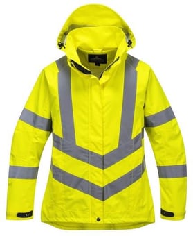 Picture of Ladies Yellow Hi-Vis 300D Oxford Weave Breathable Jacket with Hood - PW-LW70YER