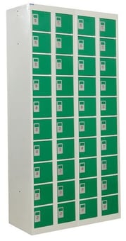 picture of QMP Personal Effects Locker - 40 Compartment - Green Doors - 1800H x 900W x 380D mm - [QM-LR189038FGXX]