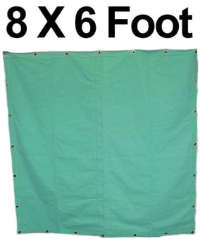 picture of Green Canvas Welding Curtain With Eyelets - Size 8 x 6 Foot - [MH-1085LGE]