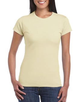 Picture of Gildan 64000L Softstyle Ladies Sand Yellow T-Shirt - BT-64000L-SAND