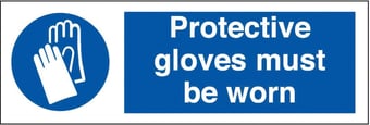 Picture of Protective Gloves Sign LARGE - 600 x 200Hmm - Rigid Plastic - [AS-MA54-RP]