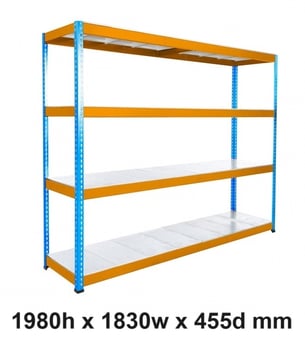 picture of BiGDUG BiG400 Racking 4 Levels - Steel Shelves - 1980h x 1830w x 455d mm - [BDU-B41918044BOS]