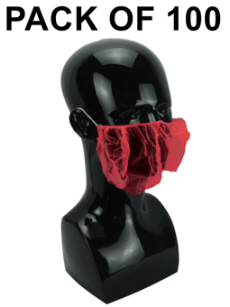 picture of Shield Non-Woven Polypropylene Beard Masks - Red - Pack of 100 - [BM-DK05-RED]