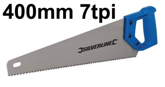 picture of Silverline Hardpoint Saw - 400mm 7tpi - Steel Polished Blade With Blue 300c Handle - [SI-783104]