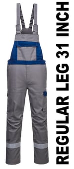 picture of Portwest Bizflame Ultra Two Tone Grey/Navy Blue Bib and Brace Reg Leg - PW-FR07GRR