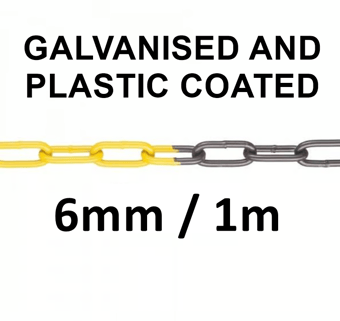 picture of M-FERRO Signal 6 - Yellow/Black - Steel Barrier Chain - 6mm Gauge - Galvanised and Plastic Coated - 1m Length - [MV-213.11.240] - (DISC-W)