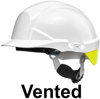 picture of Centurion Reflex White Safety Helmet with Yellow Rear Flash - Wheel Ratchet - [CE-S12WHVYR]
