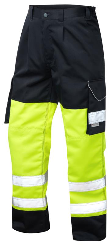 Picture of Bideford - Hi-Vis Yellow/Navy Poly/Cotton Cargo Trouser - Short Leg - LE-CT01-Y/NV-S