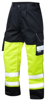 Picture of Bideford - Hi-Vis Yellow/Navy Poly/Cotton Cargo Trouser - Short Leg - LE-CT01-Y/NV-S