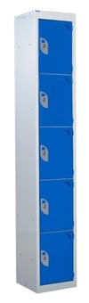 picture of QMP Tool Charging Locker - Solid Door - RCD Plug - 5 Compartment - Dark Blue - 1800H x 450W x 450D mm - [QM-BR1845455BSX]