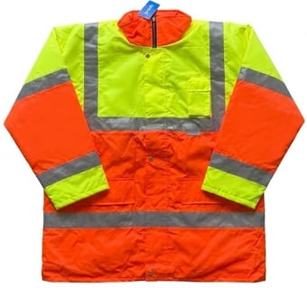 picture of Yoko Hi-Vis Deluxe Two Tone Heavy Duty Parka Jacket - Yellow/Hi-Vis Orange - [BT-HVP303-YO] - (DISC-W)