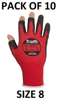 picture of TraffiGlove Metric 3 Exposed Fingertips Gloves - Size 8 - Pack of 10 - TS-TG1220-8X10 - (AMZPK2)