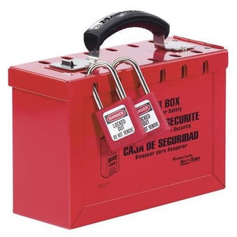 Picture of Masterlock Durable Red Coated Portable Group Lock Box - Latch Tight&trade; - [MA-498A]