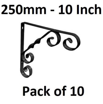 picture of Scroll Bracket - Black Wrought Iron - 250mm (10") - Pack of 10 - [CI-AB36L]
