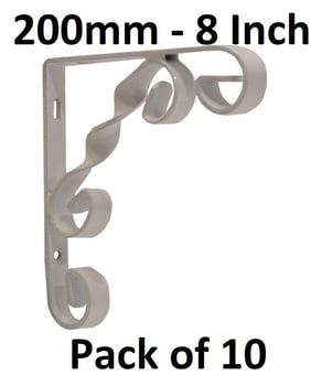 picture of White Wrought Iron Scroll Bracket - 200mm (8") - Pack of 10 - [CI-AB39L]