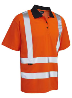 Picture of Hi-Vis Orange Comfort Polo Shirt with Navy Collar - LE-P01-O
