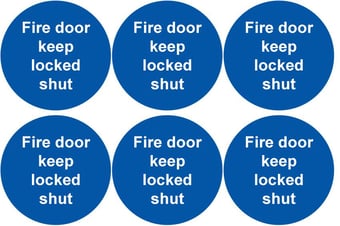 picture of Safety Labels - Fire Door Keep Locked Shut (24 pack) 6 to Sheet - 75mm dia - Self Adhesive Vinyl - [IH-SL58-SAV]