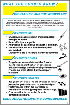 Picture of Drug Abuse And The Workplace Poster - 400 x 600Hmm - 1mm Rigid Plastic - [AS-WSK15-RP]