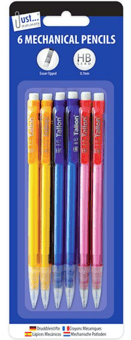 Picture of Just Stationery Eraser Tip Mechanical Pencils - 6 Pack - [PD-T1008]