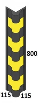 picture of TRAFFIC-LINE Corner Protector - Bullnose - 115 x 115mm Int x 800mmL - Black with Yellow Reflective Bands - [MV-423.24.136]