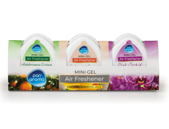 picture of Pan Aroma Mini Gel Air Freshener 3pk - Mediterranean/Apricot/Pink Orchid - [ON5-PAN0685]