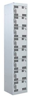picture of QMP Tool Charging Locker - Perforated Door - RCD Plug - 8 Compartment - Light Grey - 1800H x 300W x 450D mm - [QM-BR1830458LPX]