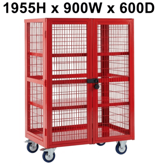 picture of QMP Boxwell Trolley With Doors - Red - Steel - 1955H x 900W x 600D - [QM-XD199060MRXX] - (LP)