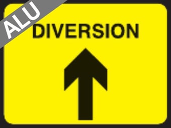 picture of Temporary Traffic Signs - Diversion Arrow - Class 1 Ref BSEN 12899-1 2001 - 600 x 450Hmm - Reflective - 1mm Aluminium - [AS-ZT9-ALU]