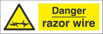 picture of Danger Razor Wire Sign LARGE - 600 x 200Hmm - Rigid Plastic - [AS-WA113-RP]