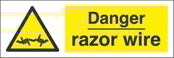 Picture of Danger Razor Wire Sign LARGE - 600 x 200Hmm - Rigid Plastic - [AS-WA113-RP]