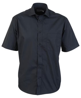 picture of Absolute Apparel Black Mens Poplin Shirt Short Sleeved - AP-AA302-BLK - (DISC-R)