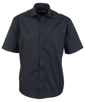 picture of Absolute Apparel Black Mens Poplin Shirt Short Sleeved - AP-AA302-BLK