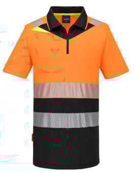 picture of Portwest DX435 - DX4 Hi-Vis Zip Class 1 Polo Shirt S/S - Orange/Black - PW-DX435OBR
