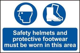 Picture of Spectrum Safety helmets and protective footwear must be worn in this area - PVC 600 x 400mm - SCXO-CI-4001