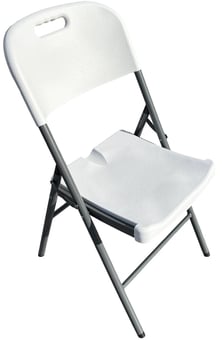 picture of Heavy Duty White Plastic Folding Chair with Carry Handle - Steel Frame - [SHU-E-FC-01]