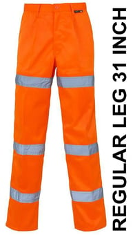 picture of Hi Vis Orange 3 Band Polycotton Trousers - Regular Leg - ST-PC38782-F
