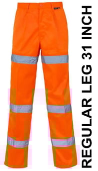 picture of Hi Vis Orange 3 Band Polycotton Trousers - Regular Leg - ST-PC38782-F