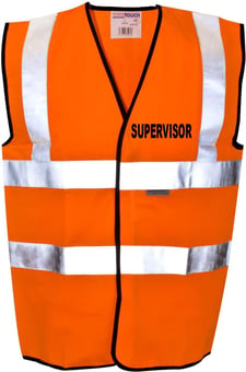 Picture of Value SUPERVISOR Printed Front and Back in Black - Hi Visibility Vest - Orange - Class 2 EN20471 CE Hi-Visibility - ST-35281