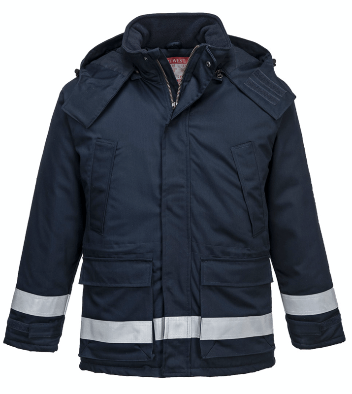 picture of Portwest - FR59 - FR Anti-Static Winter Jacket - Navy - EN11612 EN1149 EN342 EN11611 Class 2 - PW-FR59NAR