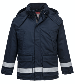 picture of Portwest - FR59 - FR Anti-Static Winter Navy Blue Jacket - PW-FR59NAR