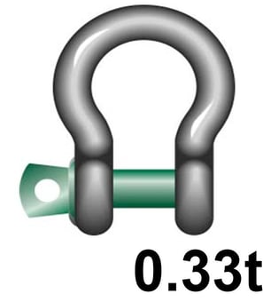 picture of Green Pin Standard Bow Shackle with Screw Collar Pin - 0.35t W.L.L - EN 13889 - [GT-GPSCB.33]