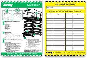 Picture of Scafftag MEWP Tag Standard Daily Checklist Insert for Mobile Elevated Work Platforms- Single - [SC-ETSI-550]