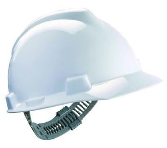 picture of MSA V-Gard White Hard Hat Cap Style - Unvented - Staz-On Suspension - [MS-GV111-0000000-000]