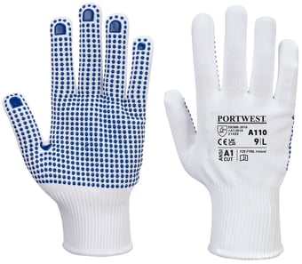 picture of Portwest A110 White Polka Dot Gloves - Pair - PW-A110WBR