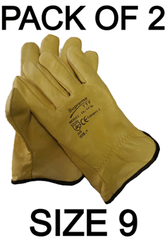 picture of Supreme TTF High Quality Cow Grain Leather Gloves with Cotton Lining - Size 9 - Pack of 2 - HT-DG-YCG-9X2- (AMZPK)