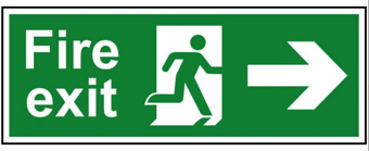 Picture of Spectrum Fire exit running man arrow right PVC 400 x 150mm - SCXO-CI-1686