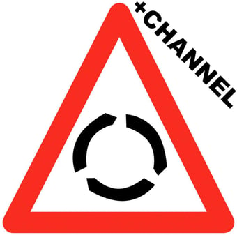 picture of Traffic Roundabout Triangle Sign With Fixing Channel - FIXING CLIPS REQUIRED - Class 1 Ref BSEN 12899-1 2001 - 600mm Tri. - Reflective - 3mm Aluminium - [AS-TR67-ALUC]