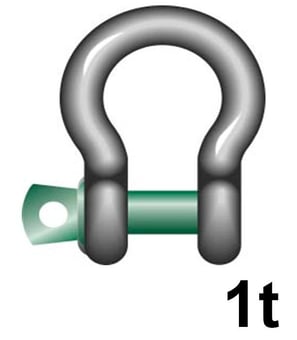 picture of Green Pin Standard Bow Shackle with Screw Collar Pin - 1t W.L.L - EN 13889 - [GT-GPSCB1]